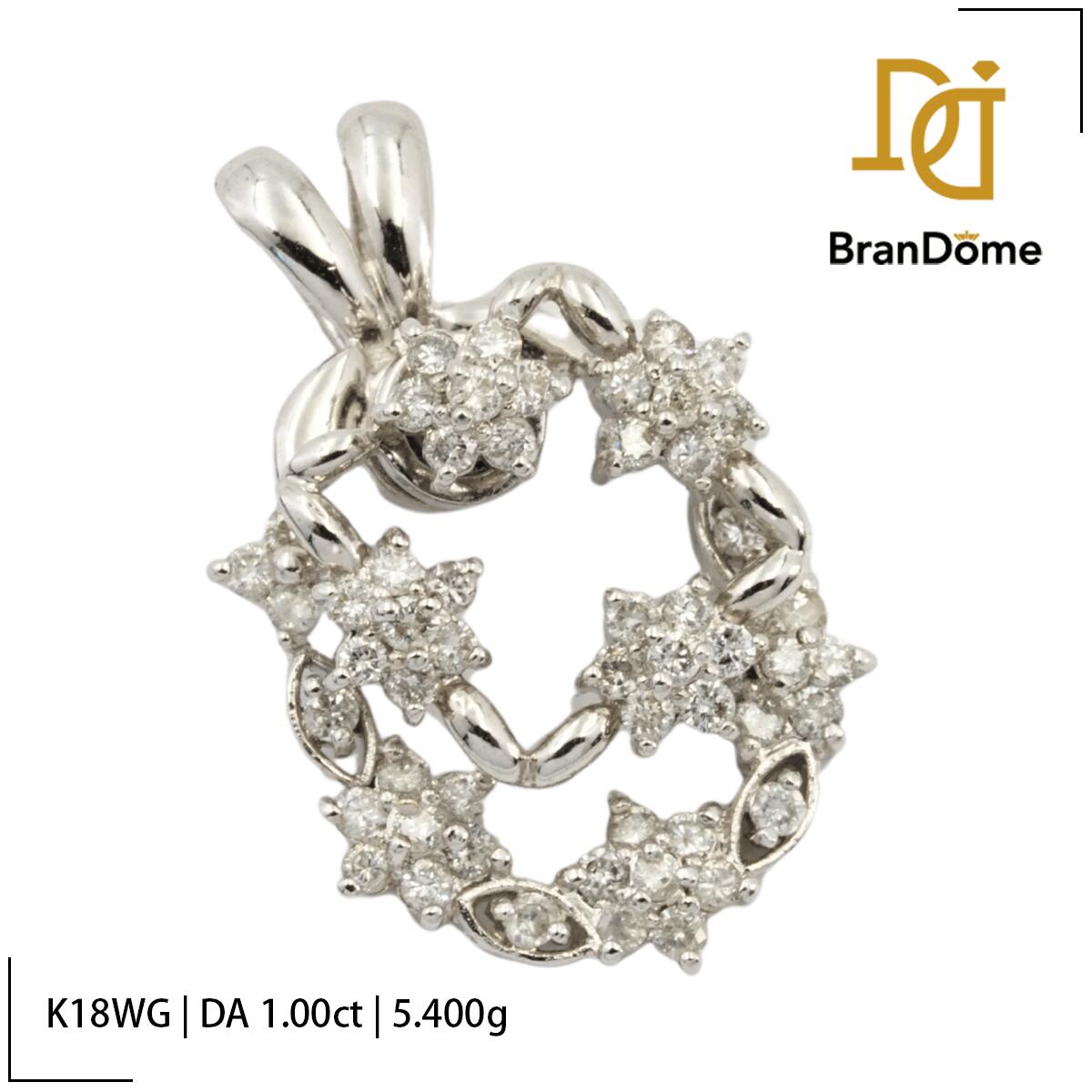 【中古】 ペンダント ダイヤモンド 1.000ct K18 WG ホワイトゴールド 750 レディース ジュエリー pendant｜BranDome