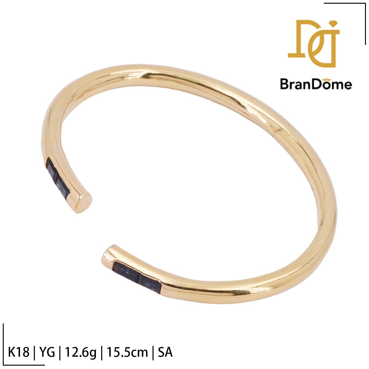 【中古】 バングル サファイア K18 YG イエローゴールド 内径約15.5cm 750 レディース ジュエリー bangle