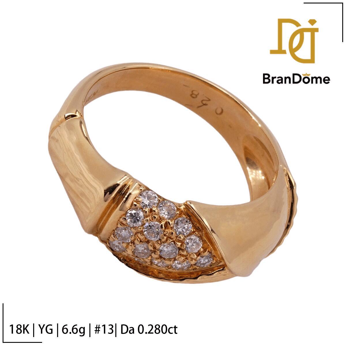【中古】 リング ダイヤモンド 0.28ct K18 YG イエローゴールド #53 約13号 指輪 750 レディース ジュエリー ring