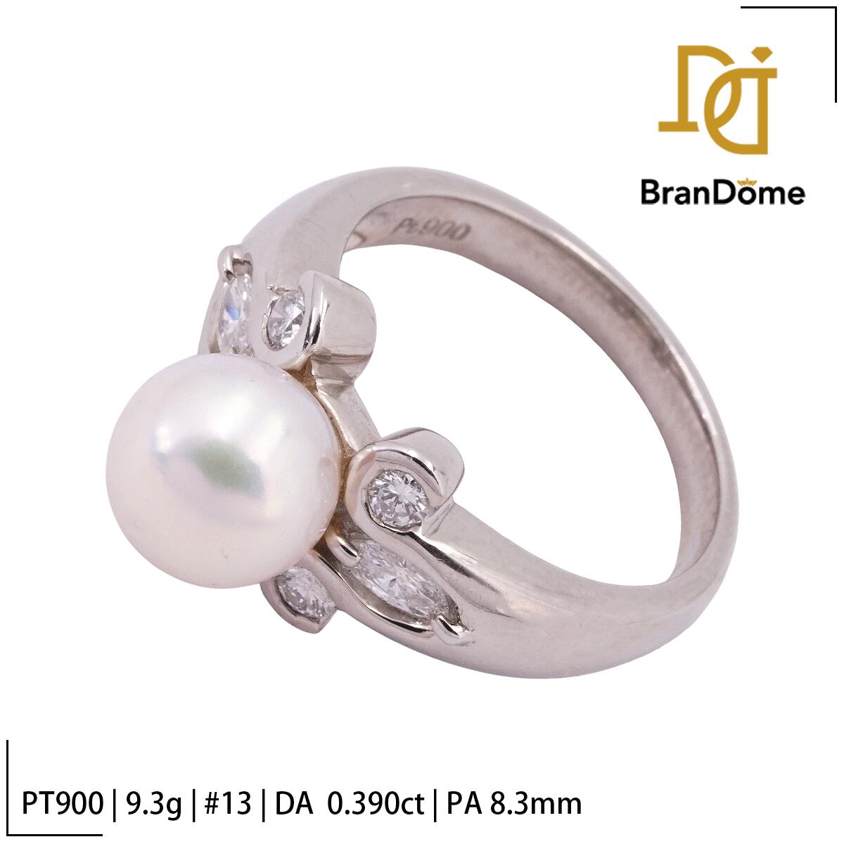 【中古】 リング ダイヤモンド 0.39ct パール 8.3mm PT900 プラチナ #53 約13号 指輪 レディース ジュエリー ring｜BranDome