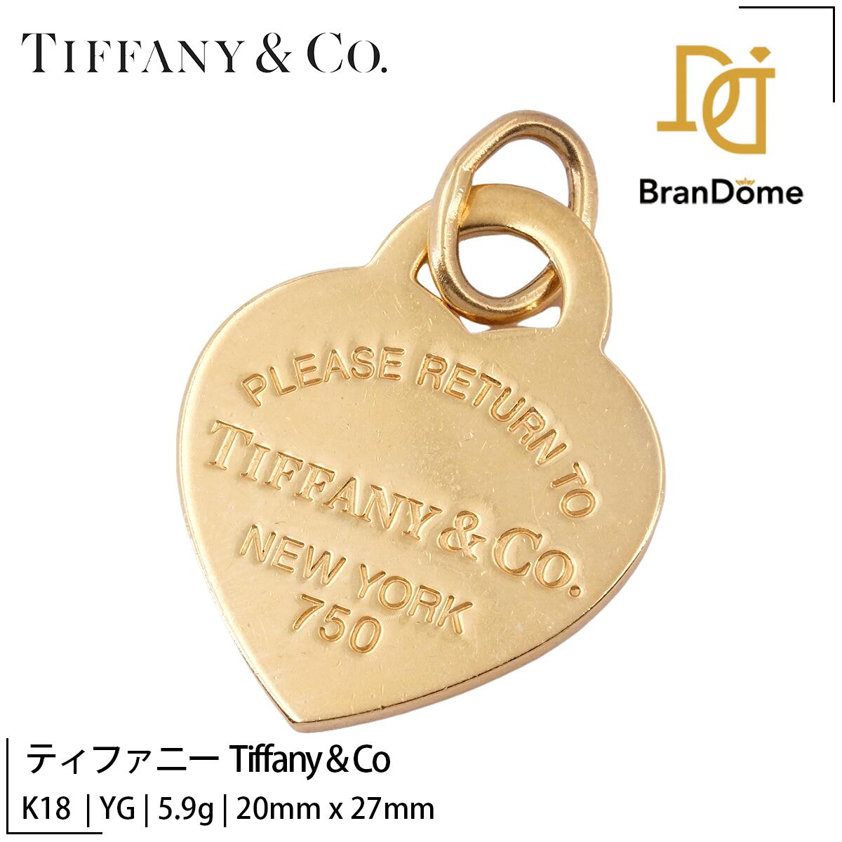 【中古】 ティファニー Tiffany & Co ペンダント リターン トゥ ハート プレート NEW YORK K18 YG イエローゴールド 750 レディース ジュエリー RETURN TO pendant