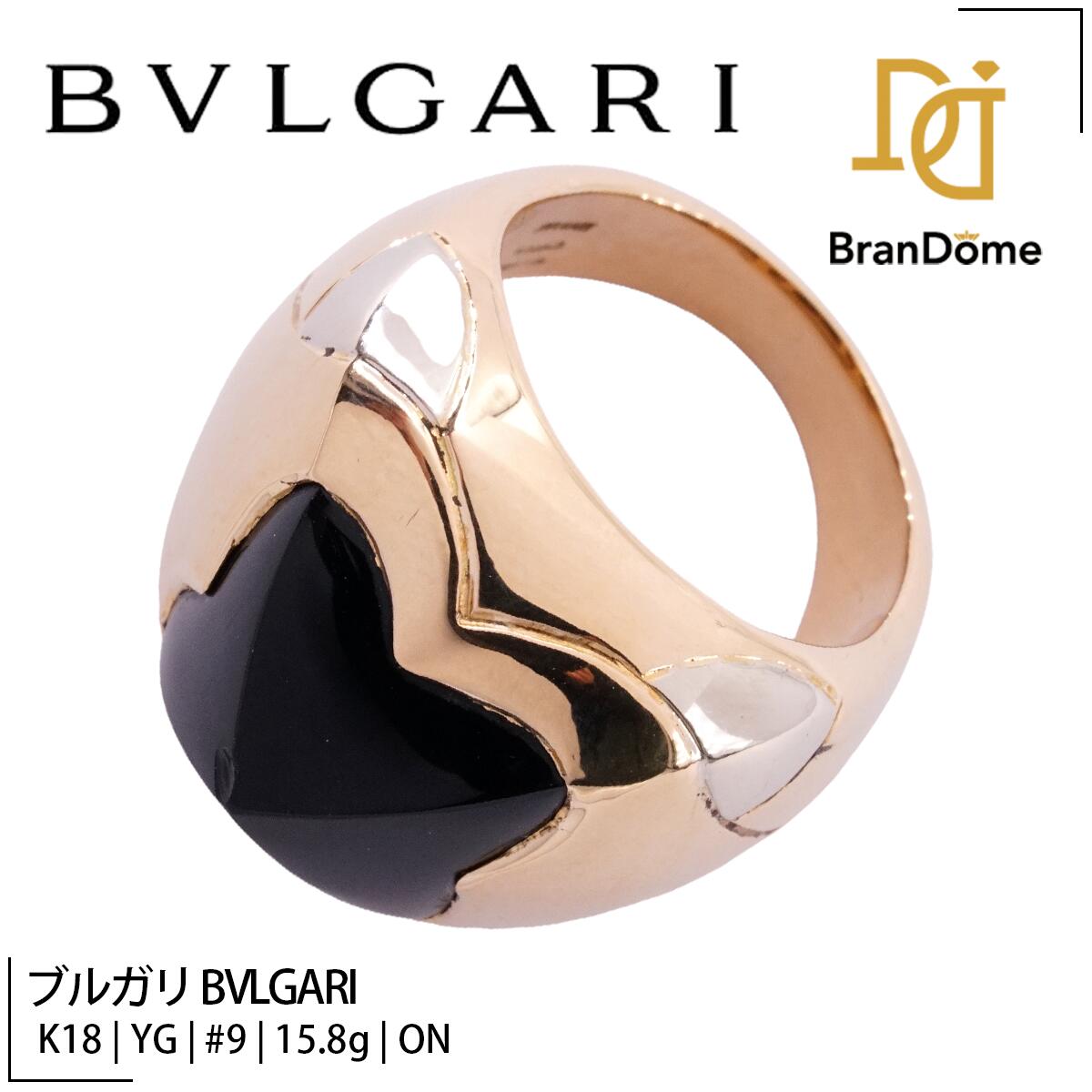 【中古】 ブルガリ BVLGARI リング ピラミデ オニキス K18 YG イエローゴールド #49 約9号 指輪 750 レディース ジュエリー ring