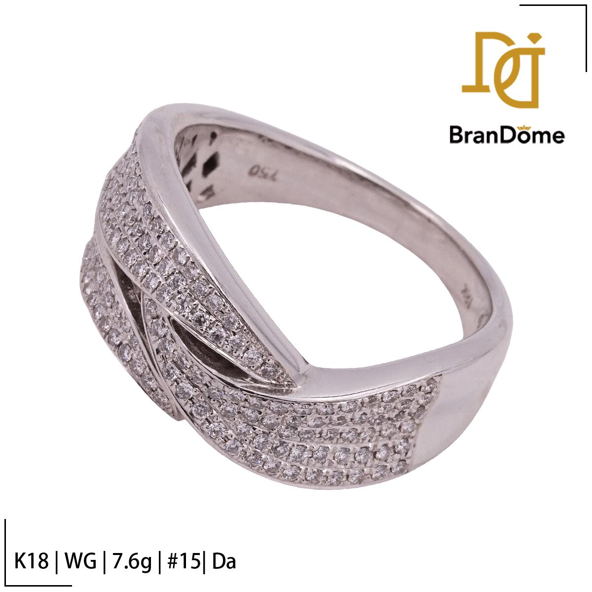 【中古】 リング ダイヤモンド K18 WG ホワイトゴールド #55.5 約15号 指輪 750 レディース ジュエリー ring