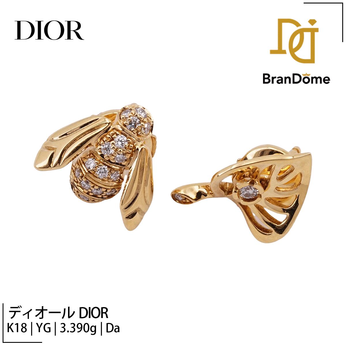 【中古】 ディオール DIOR ピアス キャッチMECAN ダイヤモンド K18 YG イエローゴールド 750 レディース ジュエリー pierce