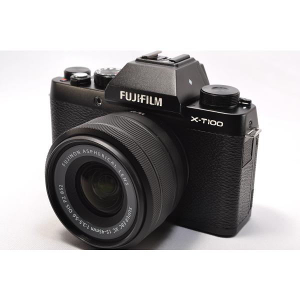 【中古】【1ヶ月引きうける】 富士フイルム FUJIFILM X-T100 水晶体一揃いの道具 黒いこと 鏡鑑受け答え一眼