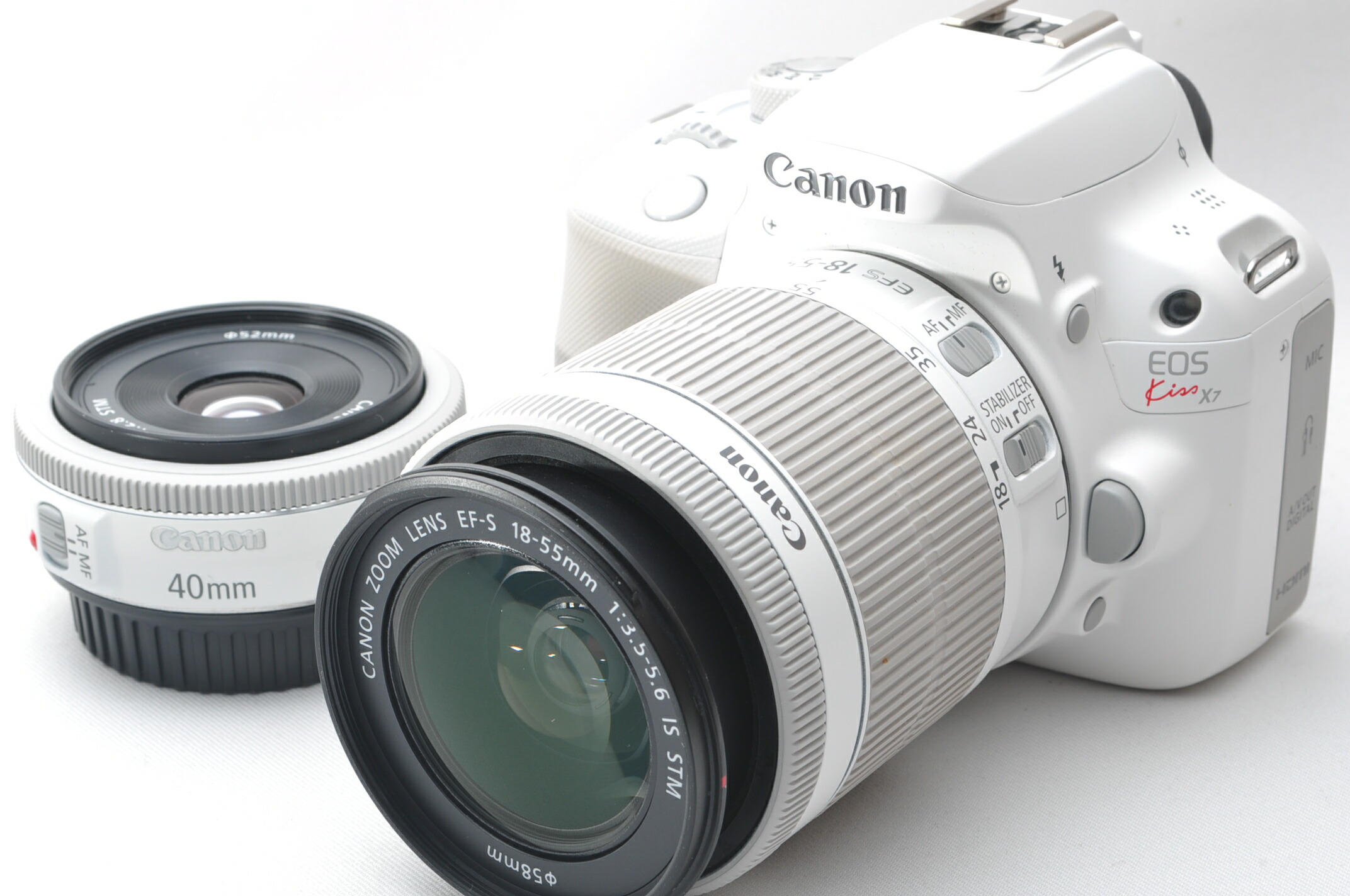 【中古】【1ヶ月引き受ける】 キヤノン  Canon EOS kiss X7 ダブルレンズキット 白いこと