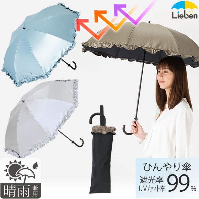 楽天市場 日傘 晴雨兼用折傘 フリル 50cm 8本骨 レディース Upf50 Uvカット率99 以上 遮光率99 以上 遮熱 折りたたみ傘 ひんやり 傘 Lieben 0515 C Ori 傘と日傘専門店リーベン