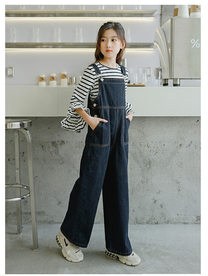 子供服 サロペット 120cm 130cm 140cm 150cm 160cm 165cm オーバーオール カジュアル ジュニア デニムパンツ パンツ  可愛い 女の子 女児 春秋 普段着 通学 完売 女の子