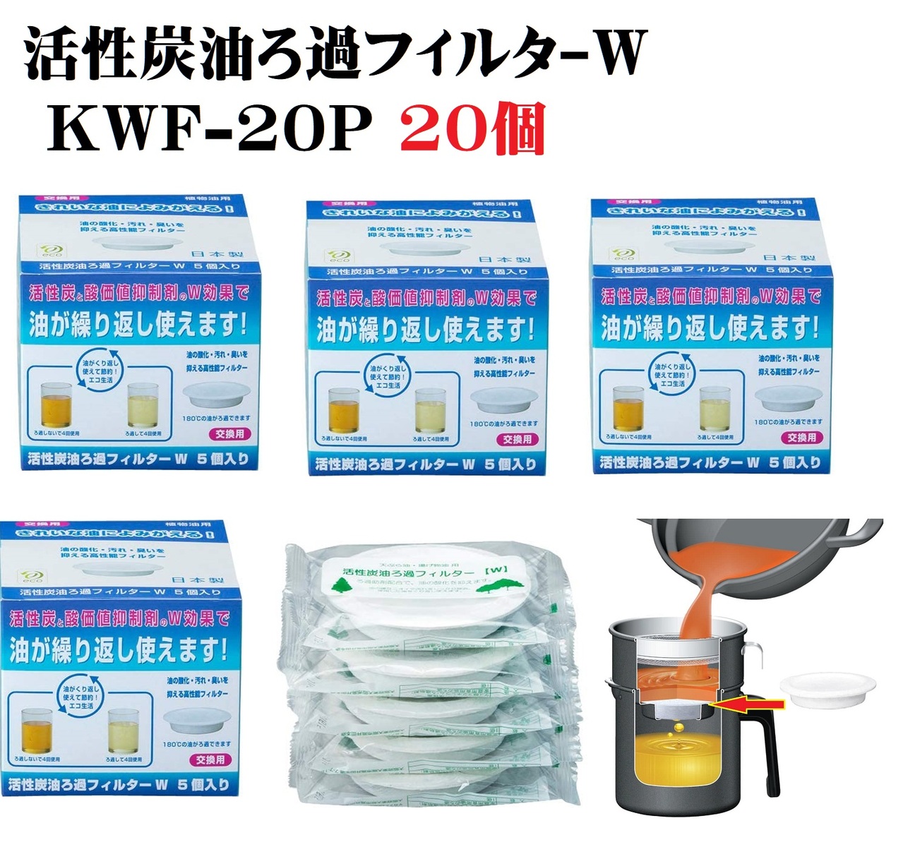 楽天市場】オイルポット 高木金属 活性炭油ろ過ﾌｨﾙﾀｰＷ 5個組 KWF-5P 油 酸化 汚れ 臭い 揚げ物 廃油 吸着 天然素材 油処理 エコ :  ヒゲクジラ