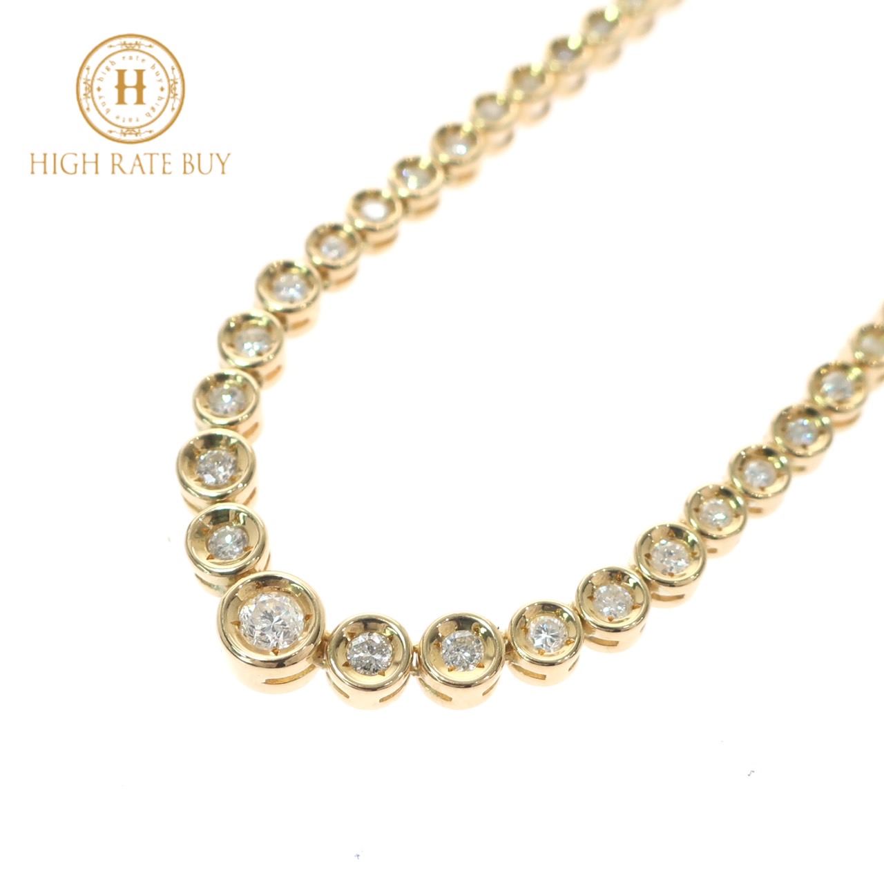 【楽天市場】【未使用品】 テニスネックレス K18 YG 750 18金 ダイヤモンド 2.00ct 2.0ct 2ct 114石