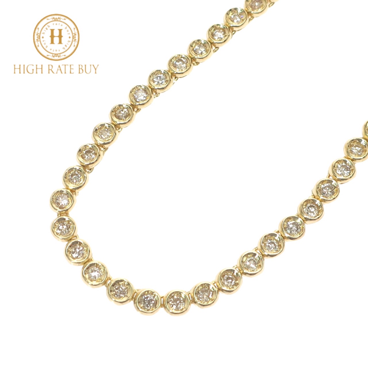 【楽天市場】【未使用品】 テニスネックレス K18 YG 750 18金 ダイヤモンド 4.00ct 4.0ct 4ct 93石 アクセサリー