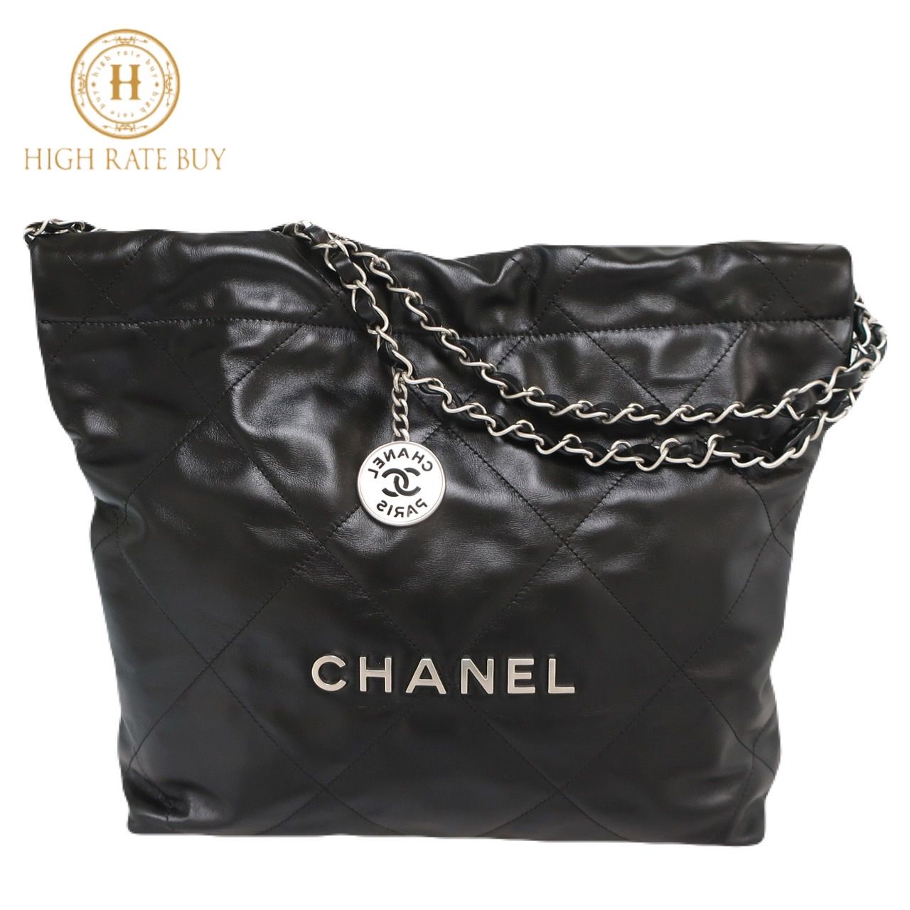 【未使用品】CHANEL シャネル マトラッセ 22 スモールハンドバッグ AS3260 ココマーク カーフレザー 2Way ショルダーバッグ ブラック 黒 シルバー金具 レディース｜ハイレートバイ 店