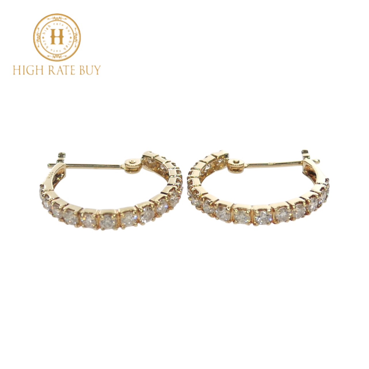 【未使用品】ダイヤモンド フープ ピアス K18YG 750 ゴールド ダイヤモンド 1.0ct 0.5ct/0.5ct レディース ジュエリー アクセサリー ダイヤフープピアス ダイヤピアス｜ハイレートバイ 店