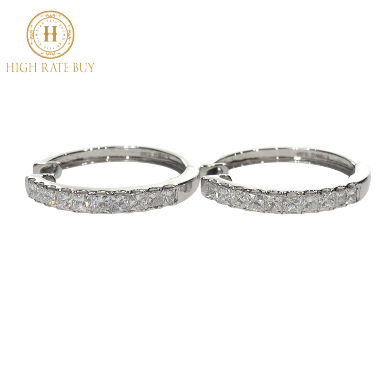 【未使用品】ダイヤモンド フープ ピアス K18WG 750 ホワイトゴールド ダイヤモンド 1.0ct 0.5ct/0.5ct レディース ジュエリー アクセサリー ダイヤフープピアス ダイヤピアス