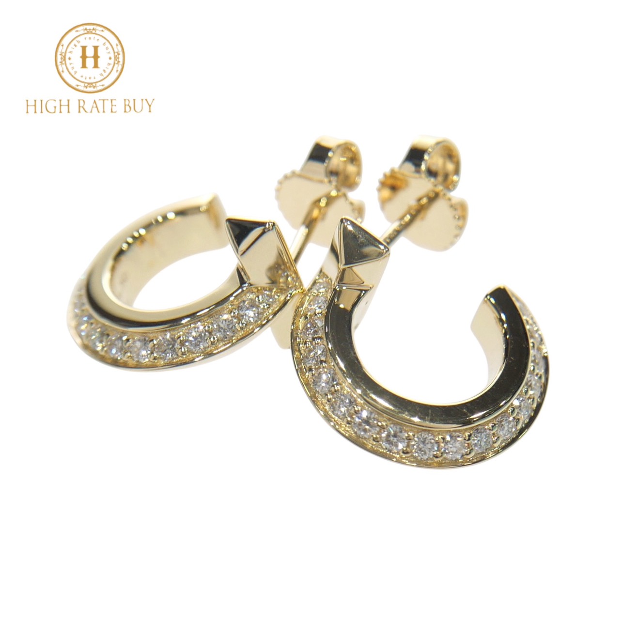 【未使用品】TIFFANY&Co. ティファニー Tワン フープピアス K18YG 750 イエローゴールド ダイヤモンド 0.20ct/0.20ct ジュエリー レディース