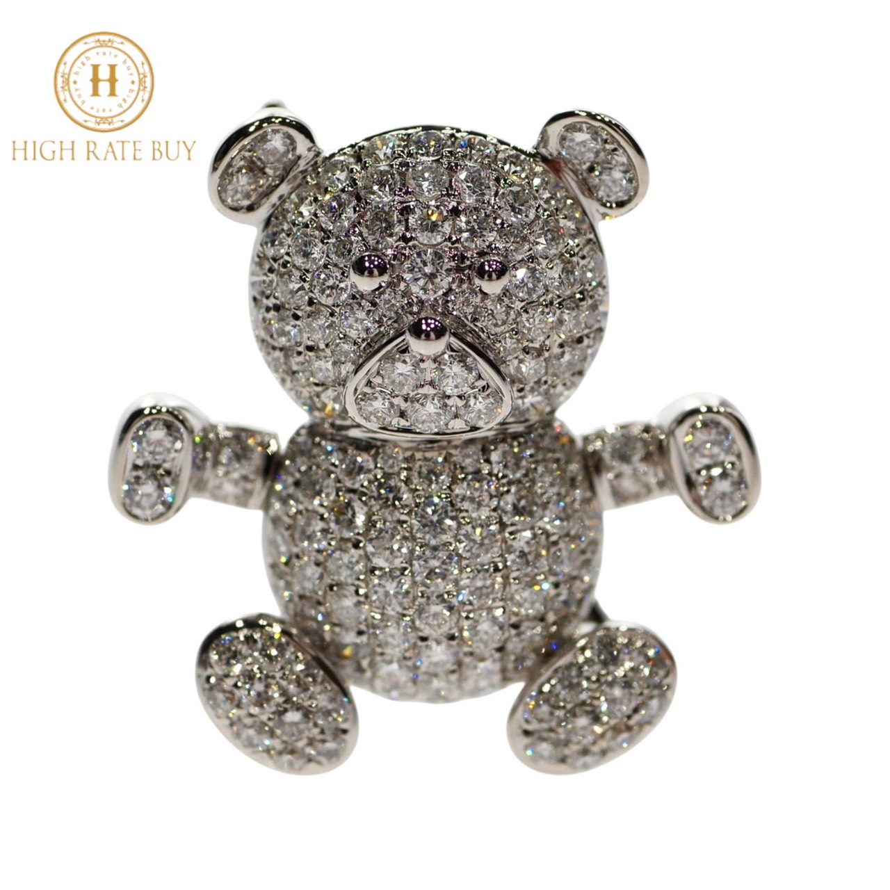 【未使用品】クマ モチーフ ダイヤモンド ピンブローチ K18WG 750 ホワイトゴールド ダイヤモンド 1.60ct ベア 動物 ジュエリー レディース 198,950円
