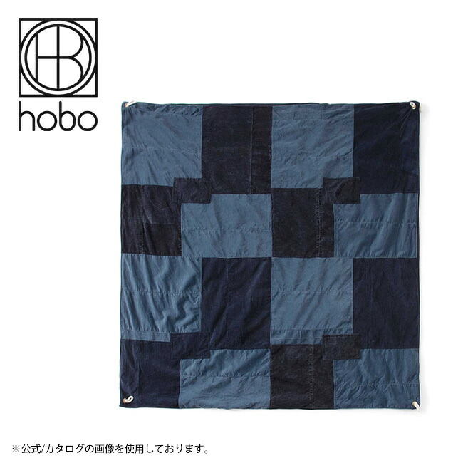 ●hobo ホーボー DAY BLANKET L UPCYCLED CORDUROY Navy デイブランケットエルアップサイクルコーデュロイ HB-A3514 【膝掛け アウトドア パッチワーク】｜Highball