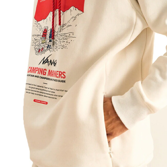 おしゃれ】 NANGA ナンガ ECO HYBRID CAMPING MANNERS PRINT HOODIE エコハイブリッドキャンピングマナープリントフーディー  pacific.com.co