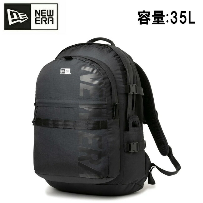 【14日20時～17日9時59分まで使用可能なクーポン配布中】●NEWERA ニューエラ キャリアパック 35L ライトウェイト プリントロゴ ブラック×ブラック 14521350 【 リュック バックパック 通勤 通学 PC収納 大容量 アウトドア スケートボード スポーツ タウンユース 】