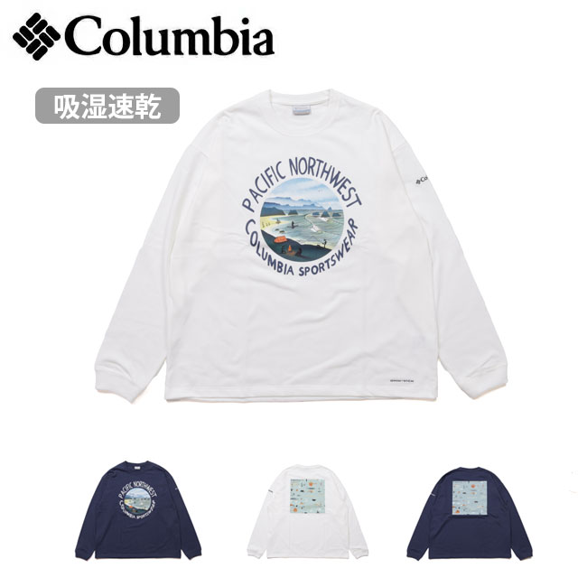 ●Columbia コロンビア Lake to Avenue Graphic LS Tee レイクトゥアベニューグラフィックロングスリーブTシャツ PM0529 【 コラボ トップス 長袖 ロンT 吸湿速乾 UVカット リラックスフィット アウトドア 】