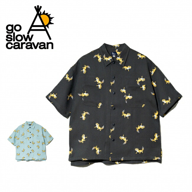 ●go slow caravan ゴースローキャラバン 総柄プリントS/Sシャツ 360238 【 トップス 半袖 開襟シャツ アウトドア 】