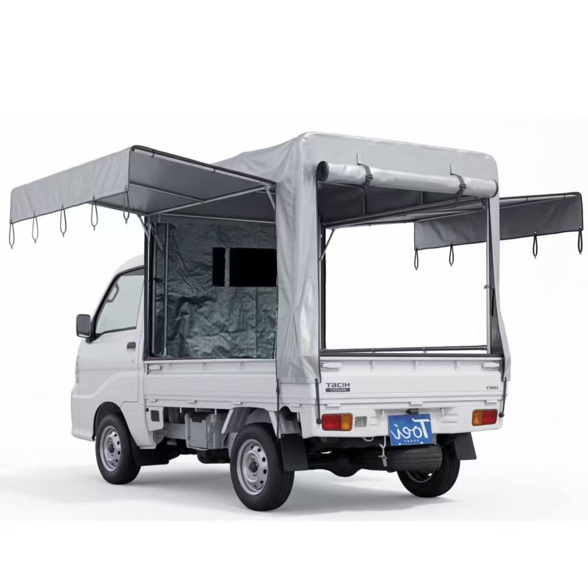 Higood 軽トラ 荷台 シート 幌 セット 後方確認窓付き 三方開閉ファスナー 軽トラック用 カバー 防水 PE製 1.82x1.37x1.2m 雪対策 農業 運搬 荷物保? 固定用 10,800円