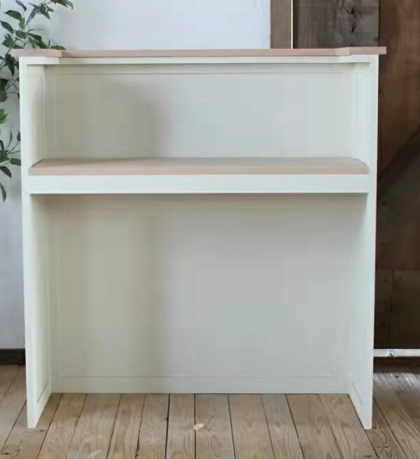 レジカウンター おしゃれ 日本製 完成品 木製 接客 カウンター 組立不要 受付 幅1x奥行45x高さ90cm シンプル 荷物棚 引出 ホワイト スリム