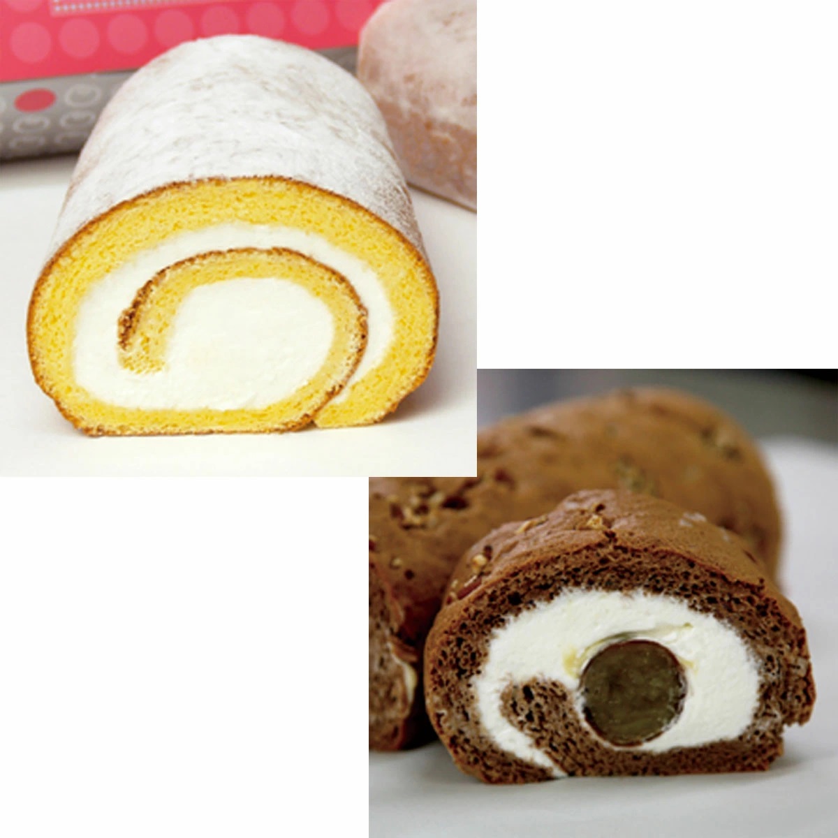 日本画作品 ロールケーキ 額付き ロールケーキ 冷凍 ギフト 送料無料 つくばロール＆チロル 2本