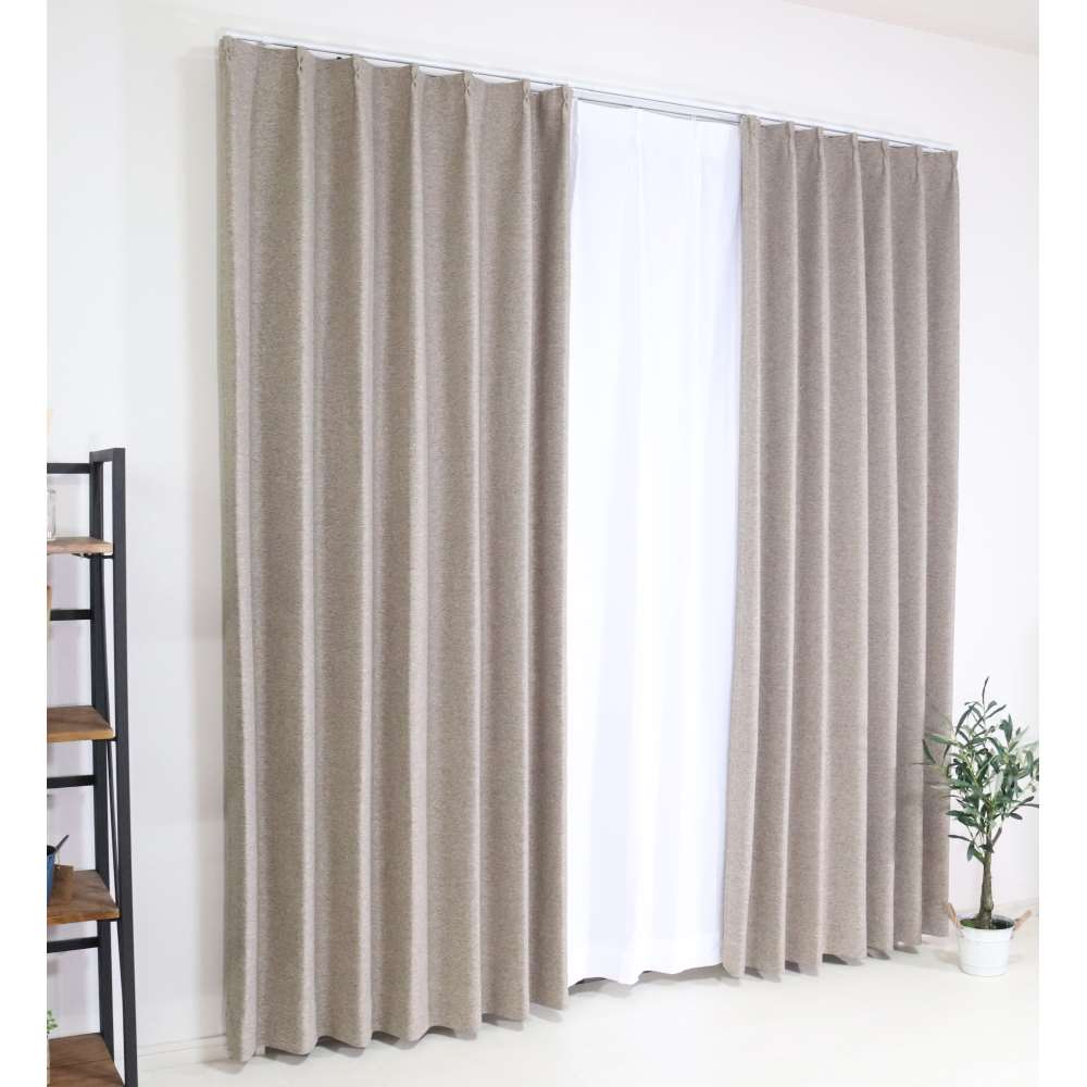 コーナンオリジナル LIFELEX ライフレックス 防炎+遮光カーテン グレウス150×178cm モカ / 遮光率99.99% 形状記憶 遮熱 保温 コーナン
