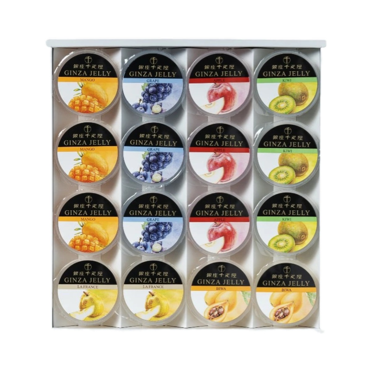 【銀座千疋屋】「銀座千疋屋」銀座冬ゼリー 16個 75g×16(マンゴー、ぶどう、りんご、キウイ×各3、ラ・フランス、びわ×各2) / スイーツ ゼリー ギフト 贈り物 焼菓子 焼き菓子 手土産 プレゼント ご褒美