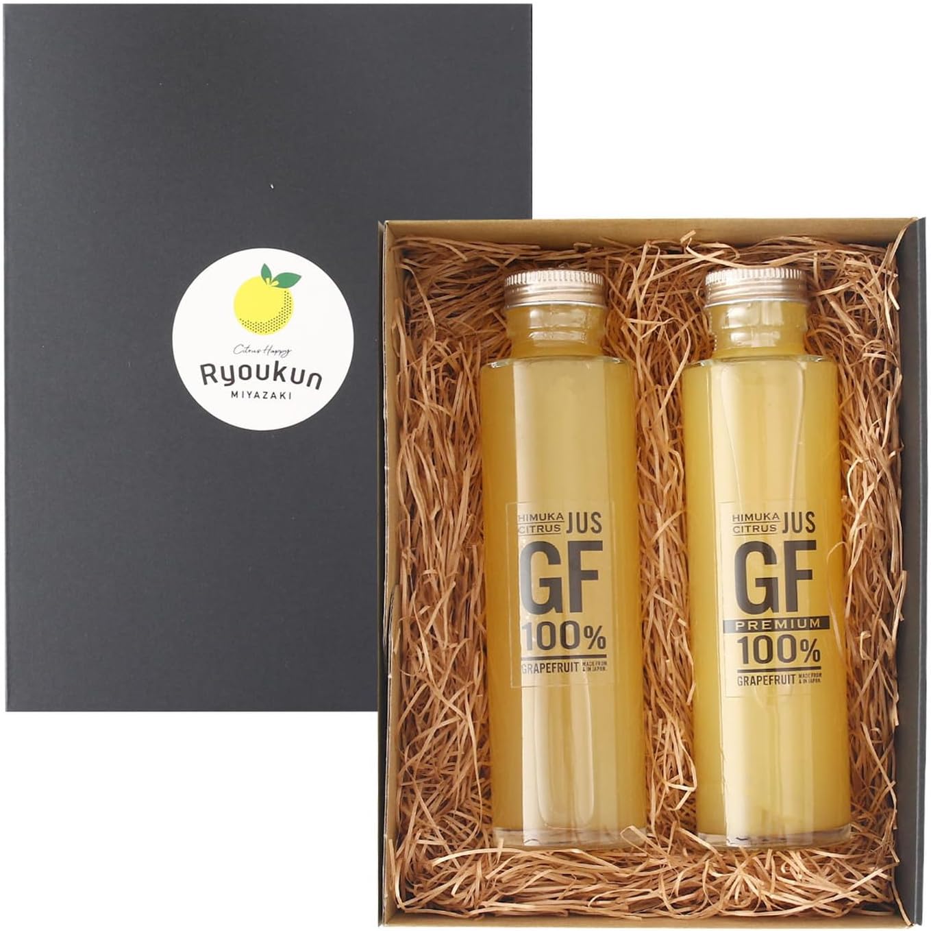 【緑の里りょうくん】JUS GF100% 1本＋JUS GF100％プレミアム 1本 計2本セット 150ml×2本 / ギフト 贈り物 プレゼント お中元 お歳暮 お祝い ご挨拶 果汁 グレープフルーツ 国産 国産グレープフルーツ 宮崎県 宮崎県産