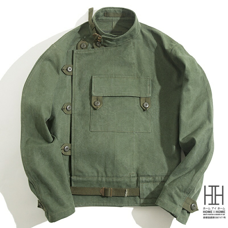ライダースジャケット メンズ モーターサイクルジャケット 大きい21ozキャンバス おしゃれ バイクジャケット WEDISH MOTORCYCLE JACKET Army ミリタリー|新京商店