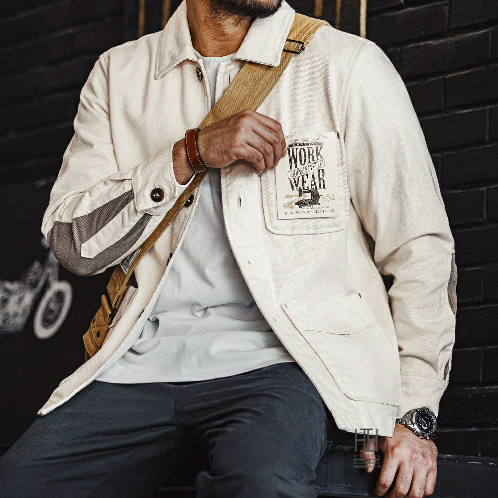 フレンチワークジャケット カバーオールジャケット メンズ ヘビーウェイト 3ポケット コーデュロイ切り替え French Worker Jacket おしゃれ 綿 100 ツイル 10,140円