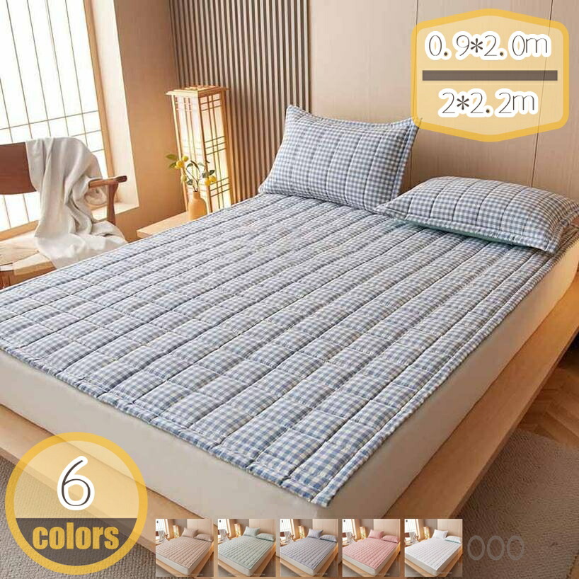 1000円OFFクーポン ベッドパッド 両面綿 汗取り敷パッド インテリア ズレない 毛抜けない かわいい柄 脱着簡単 接触冷感 敷パッド 一人暮らし 引越し ラテックス シーツ 洗える ベッドカバー 春夏向け 洗濯機対応 四季に最適 ソフトマット hikari-plus