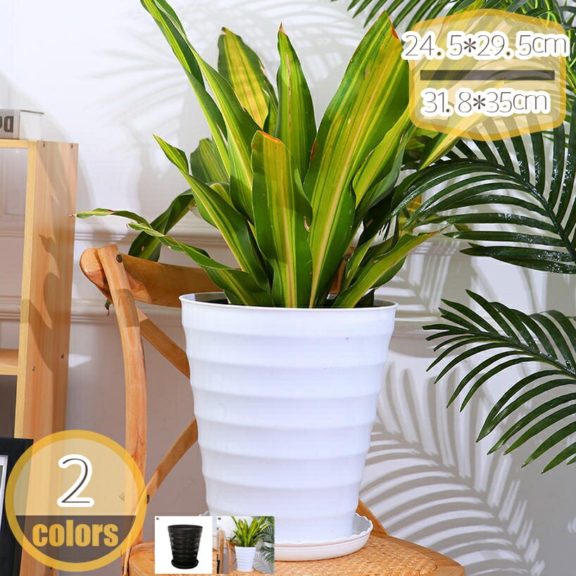 500円OFFクーポン 植木鉢 プラスチック プランター 受け皿付き 排水穴付き 4号鉢 現代風 室内 観葉植物鉢 多肉植物鉢 ハーブ鉢 花鉢 白 直径*高さ22.*14.5 28.7*21.5 cm 鉢 プラ鉢 鉢カバー アトリエポット 30型 室内屋外用 白 hikari-plus