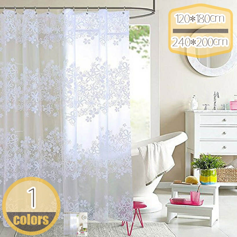 500円OFFクーポン シャワーカーテン 防水 防カビ 120x180cm 半透明 浴室用カーテン バスカーテン ユニットバス 浴室 間仕切り 目隠し バス用品 撥水速乾 リング付き 取付簡単 洗面所 お風呂場適用 (スクエア) お引っ越し用 ピンクカーテン 幾何学模様 hikari-plus