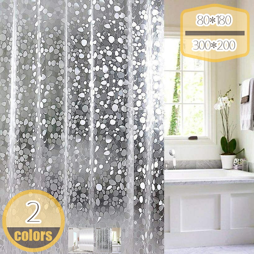 500円OFFクーポン リング付き 浴室カーテン 250*250 200*200 PEVA 取付簡単 耐用性 半透明 家庭用 バスルーム バスカーテン シャワールーム 白 ピンク グレー 透過性 hikari-plus