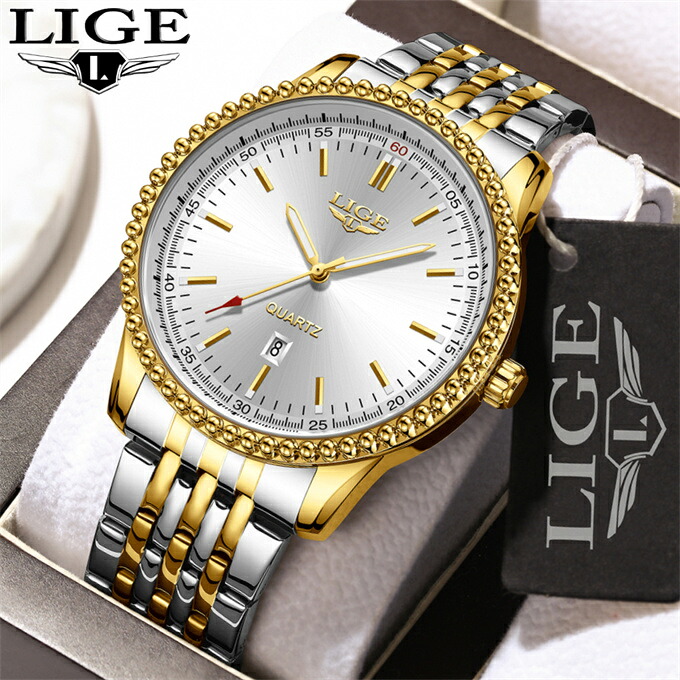 Lige-男性用高級クォーツ腕時計,自動,日付,ステンレス鋼,スポーツ,ダイバー,新品,30m, 2024