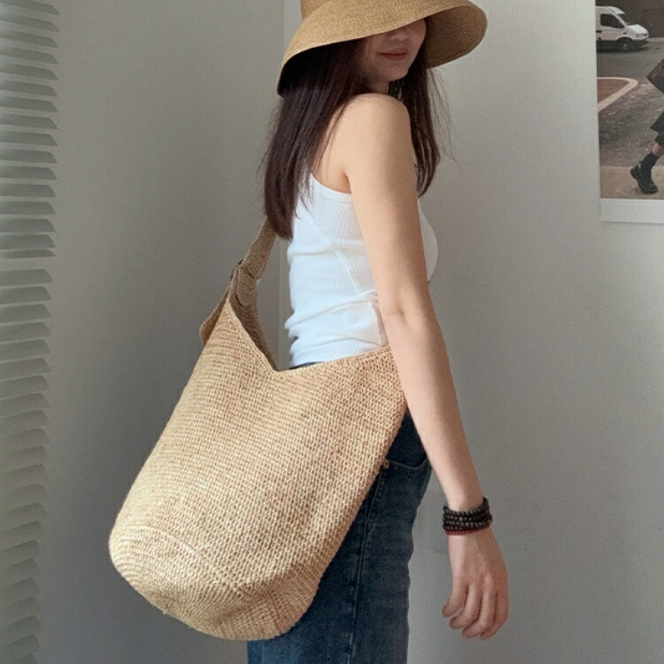 レディース かご御徒面子 ラフィア原料品  井戸釣瓶御徒面子 かぎ針編み 御手々お手伝いさん 編み込み ショルダーバッグ 曲がったがけ 長さ自然調整能力のある 軽さ 夏御徒面子 砂浜御徒面子 海 海水浴 溜まり場 旅する 自然的 かっこ良い 心地好い レディースバッグ-ハンドバッグ
