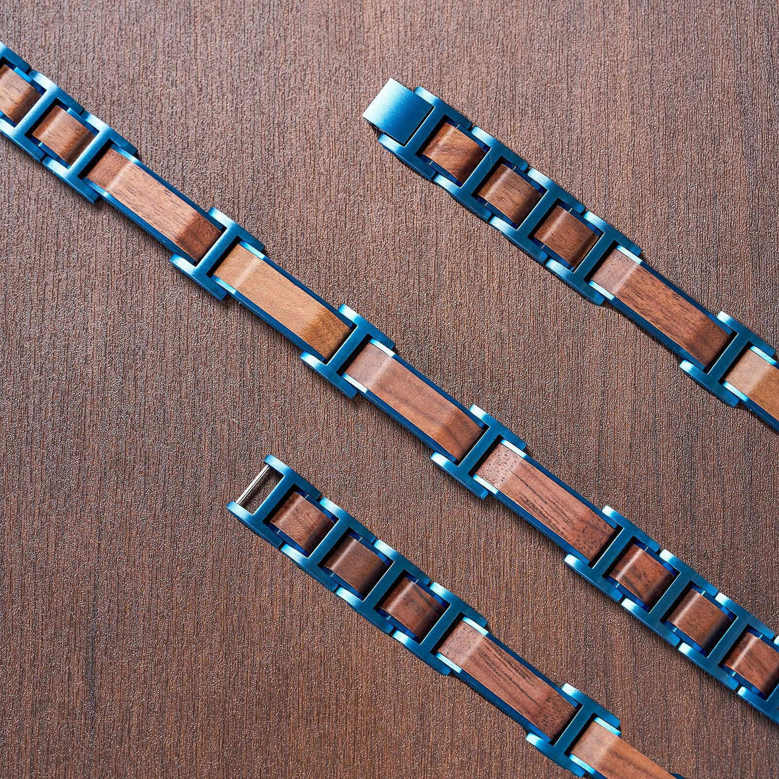 生まれながらオリーブ木材 × ウォルフラム メンズ腕輪｜手作り 飛び切りバングル 220粍 約51g｜青・黒 手作り 御手々御手伝いさん 飛び切り 今めかしい 差し上げ物 差し上げ物 分かりやすい 成年者 成人男性用 宝飾品 差し上げ物
