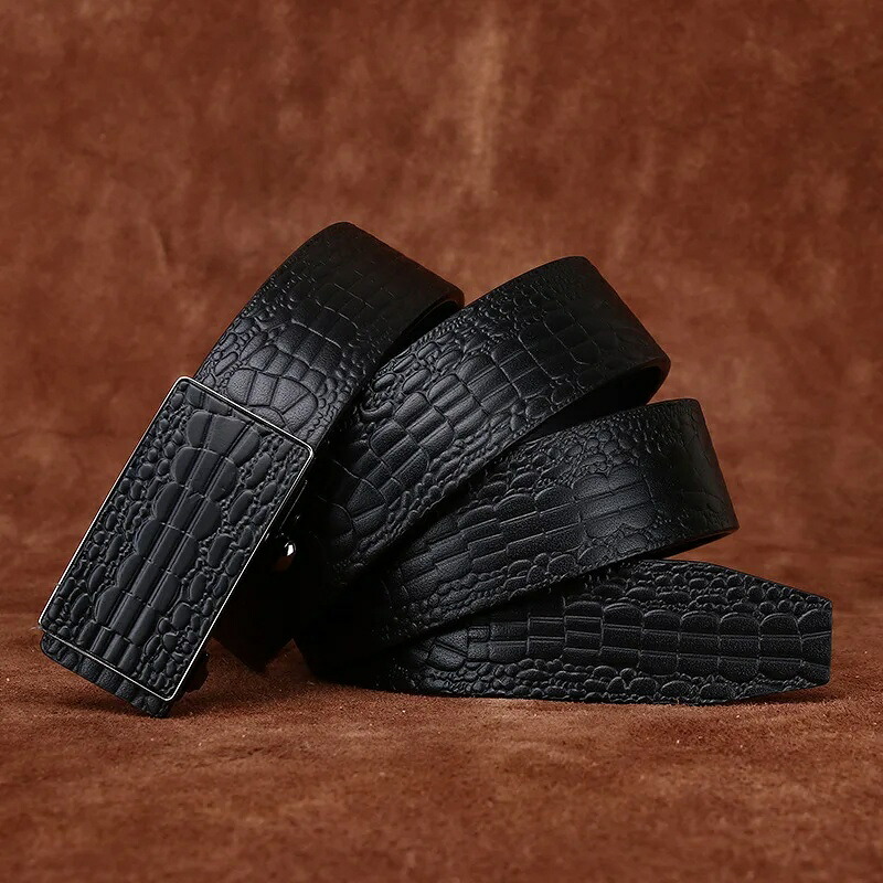 3.5cm 男性用本革ベルト,ステンレス鋼 バックル,男性用自動バックル付き本革ベルト,ビジネススーツ用自動バックル,牛革ストラップハンドメイド 手作り ギフト デザイン カジュアル シンプル ギフト 贈り物|HIKARI STORE