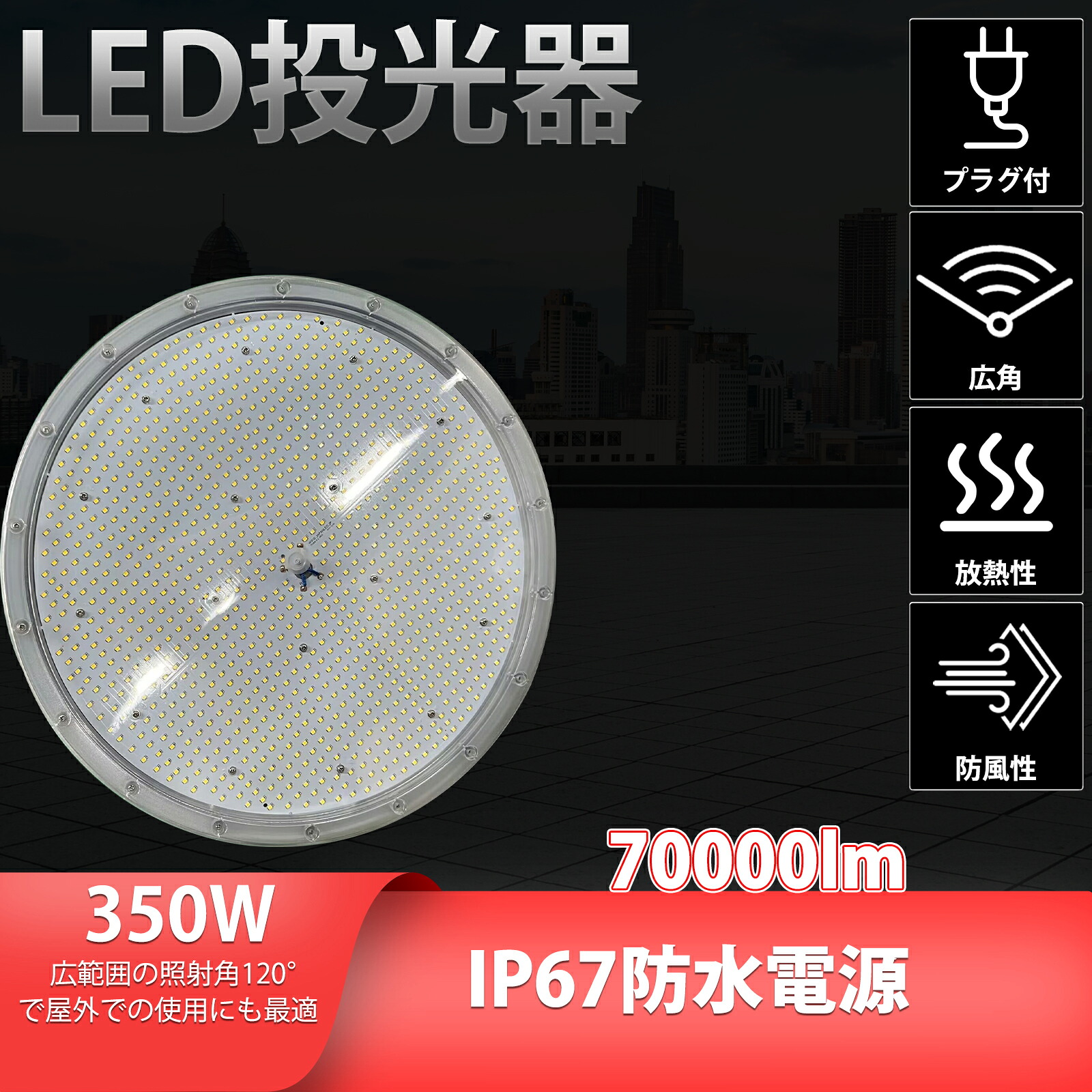 超明るい 超大ワート led作業灯 350w led投光器 ワークライト350w 昼白色 防雷 UFO型 LED 外灯 庭 防犯ライト ledワークライト［ledライト 看板灯 集魚灯 野外灯 作業灯 駐車場灯 ナイター 屋内 屋外 照明 船舶 人気］高天井用LED投光器 防水 防塵 防震