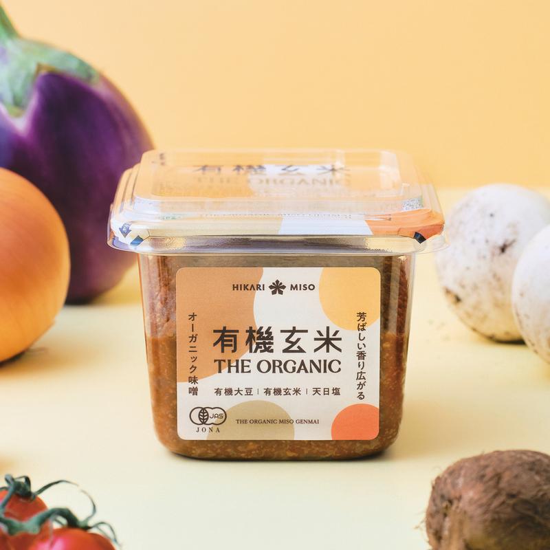 THE ORGANIC 有機玄米 400g（×8個） 有機 味噌 粒みそ 有機JAS認証 オーガニック原料 食品 大豆 米 天日塩 無添加 調味料 米麹の甘さ ひかり味噌 味噌ケース買い まとめ買い