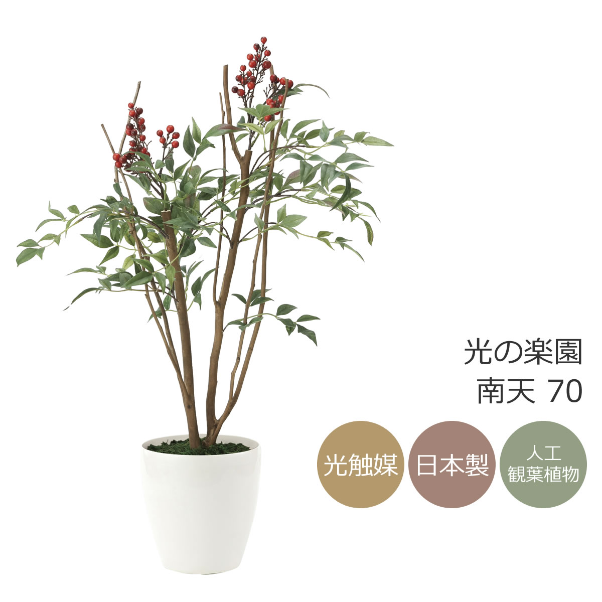 光触媒 光の楽園 南天70 フェイクグリーン 人工観葉植物(2012K80)【ラッピング不可】 6,952円