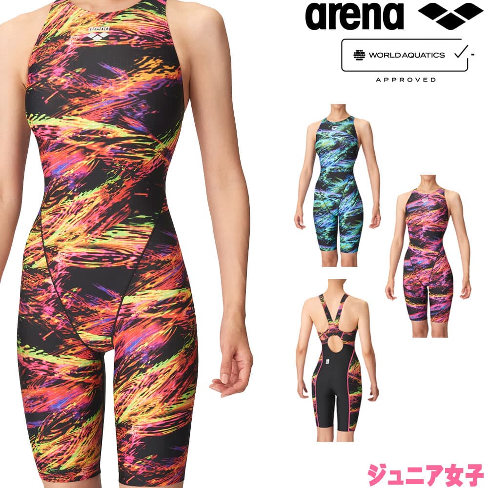 【楽天市場】【店内商品3点以上でさらに3％OFFクーポン配布中】アリーナ ARENA 競泳水着 レディース WA承認モデル レーシングワンピーススパッツ  オールインワン オープンバック ハーフレッグ AQUA RACING AQUA STRIPE-D 2024年秋冬モデル fina ...