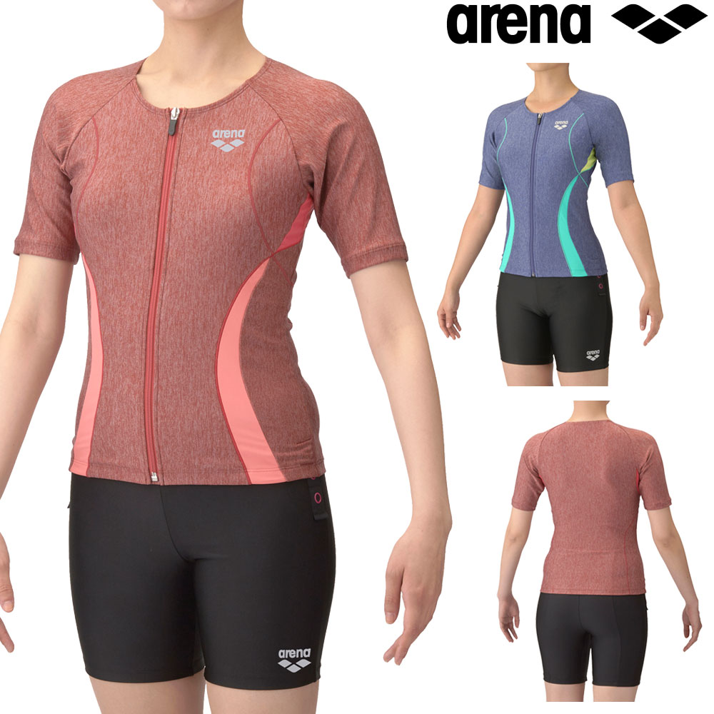 アリーナ ARENA フィットネス水着 レディース フィットネスセパレーツ カバーバック ミドルレッグ 差し込みパッド パッド付き モク2Way AS5SWF44L