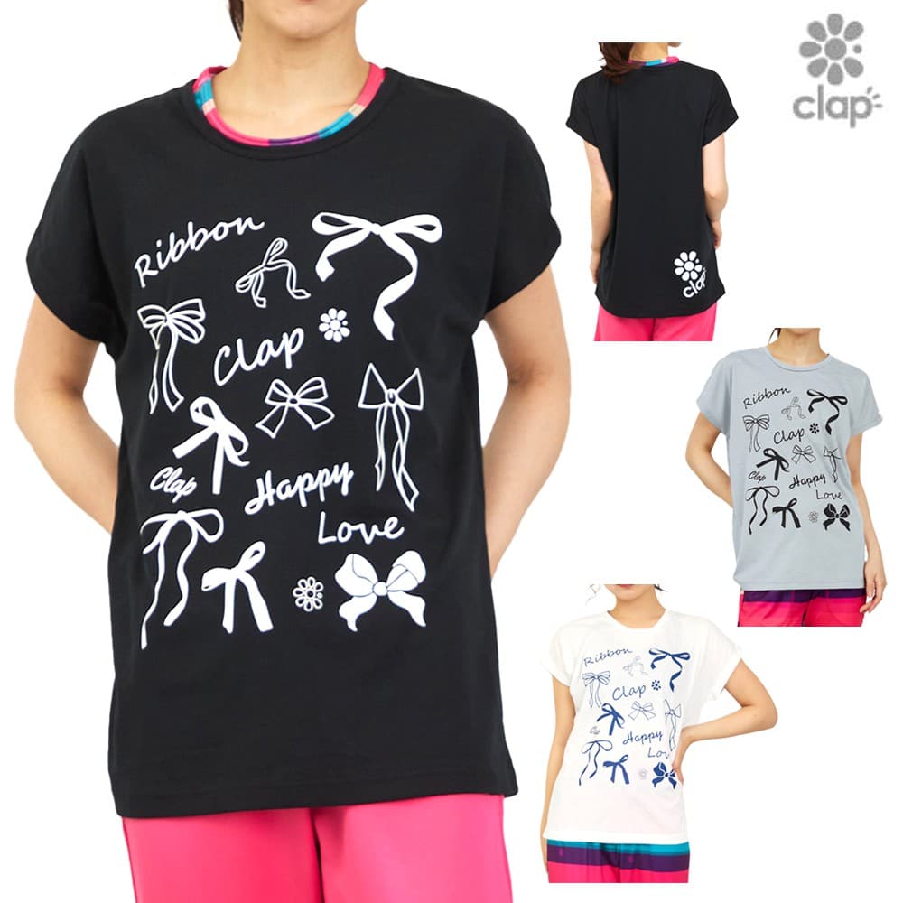 クラップ CLAP リボンクラップ ドルマンエス レディース Tシャツ 半袖 スポーツアパレル トレーニング フィットネス 女性 CTS26019
