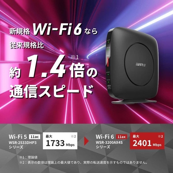 BUFFALO 無線LAN親機 2401+800Mbps ブラック WSR-3200AX4S/DBK