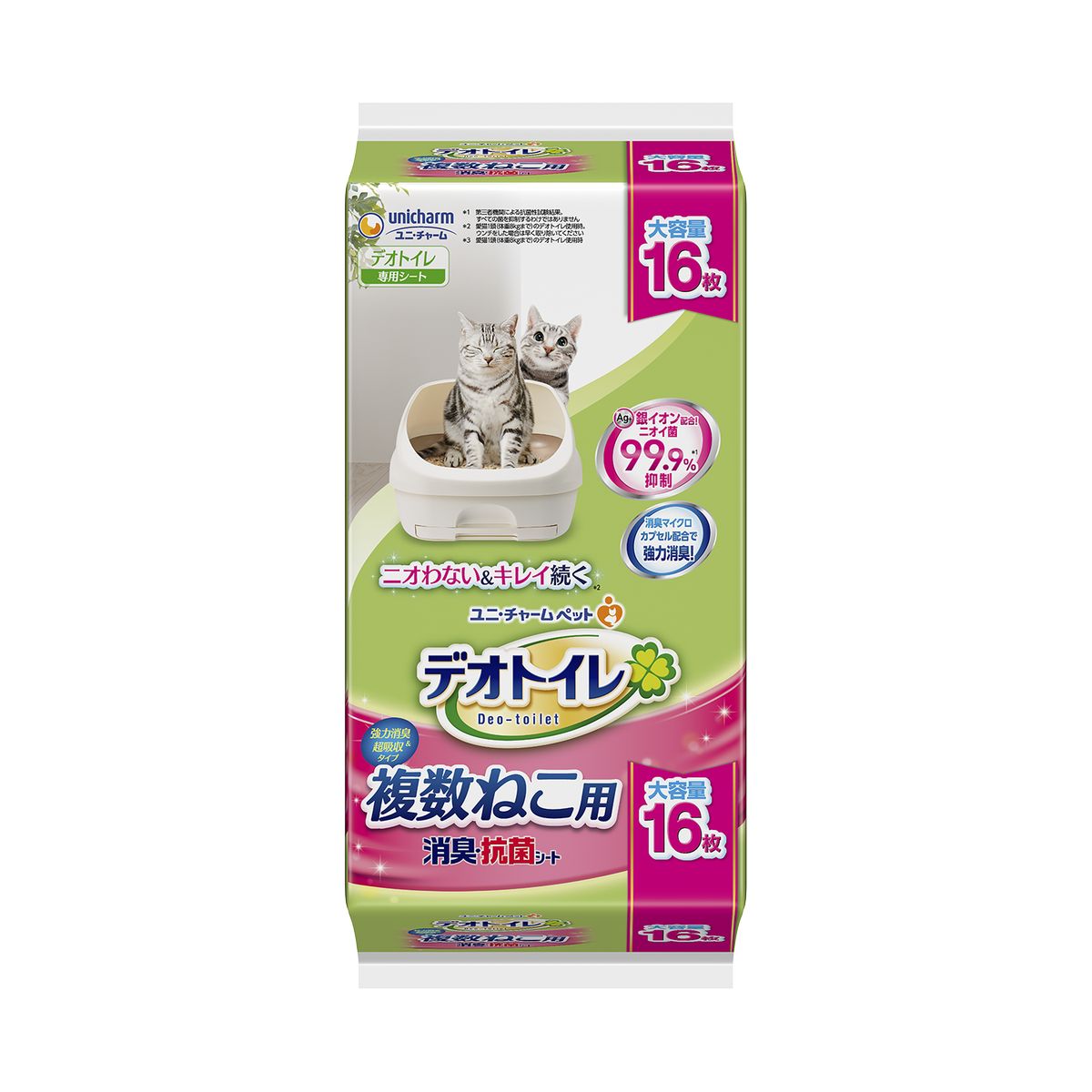 ユニチャーム デオトイレ 複数ねこ用 消臭・抗菌シート 16枚×12袋|ひかりTVショッピング 店