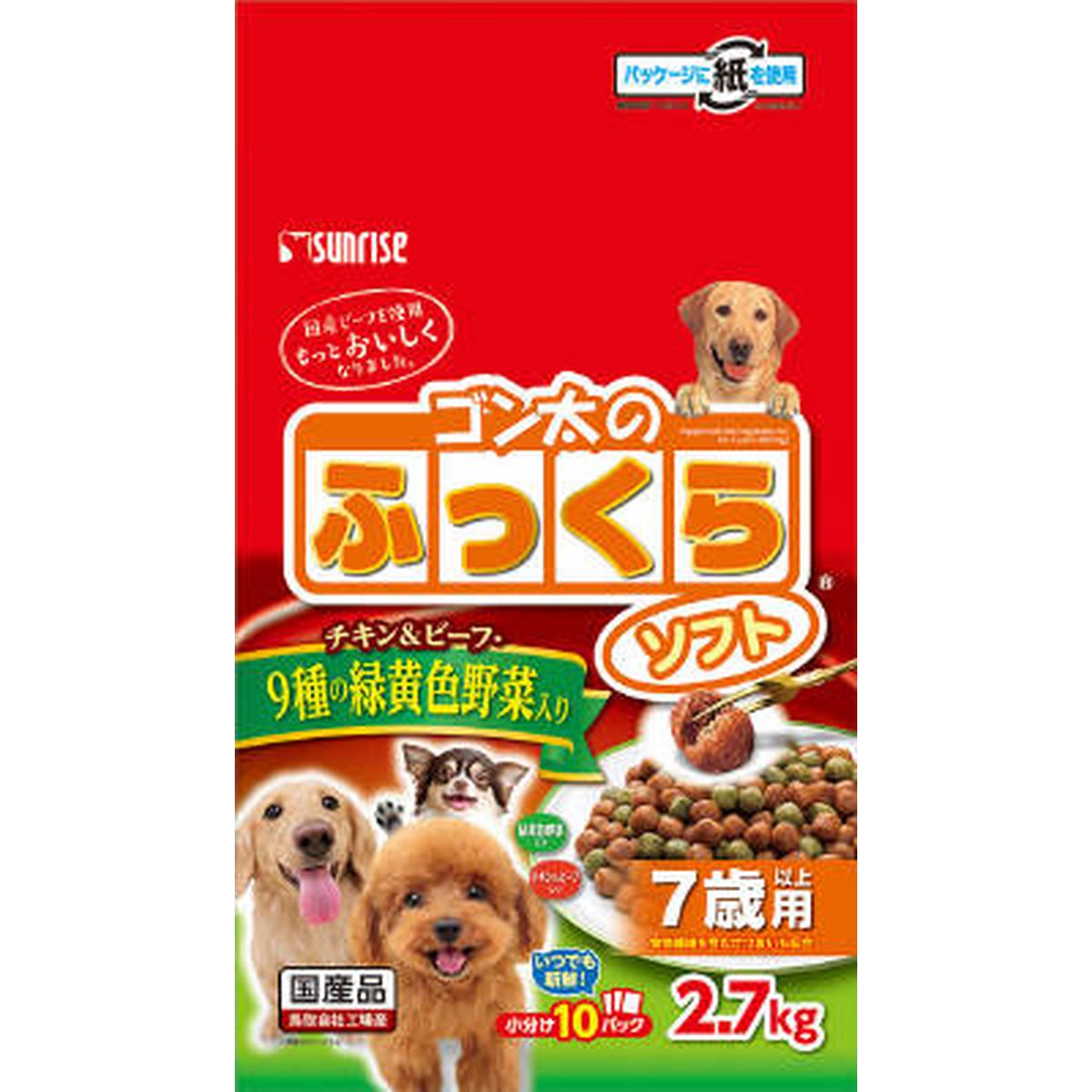 マルカン ゴン太のふっくらソフト 9種の緑黄色野菜入り 7歳以上用2.7kg×4
